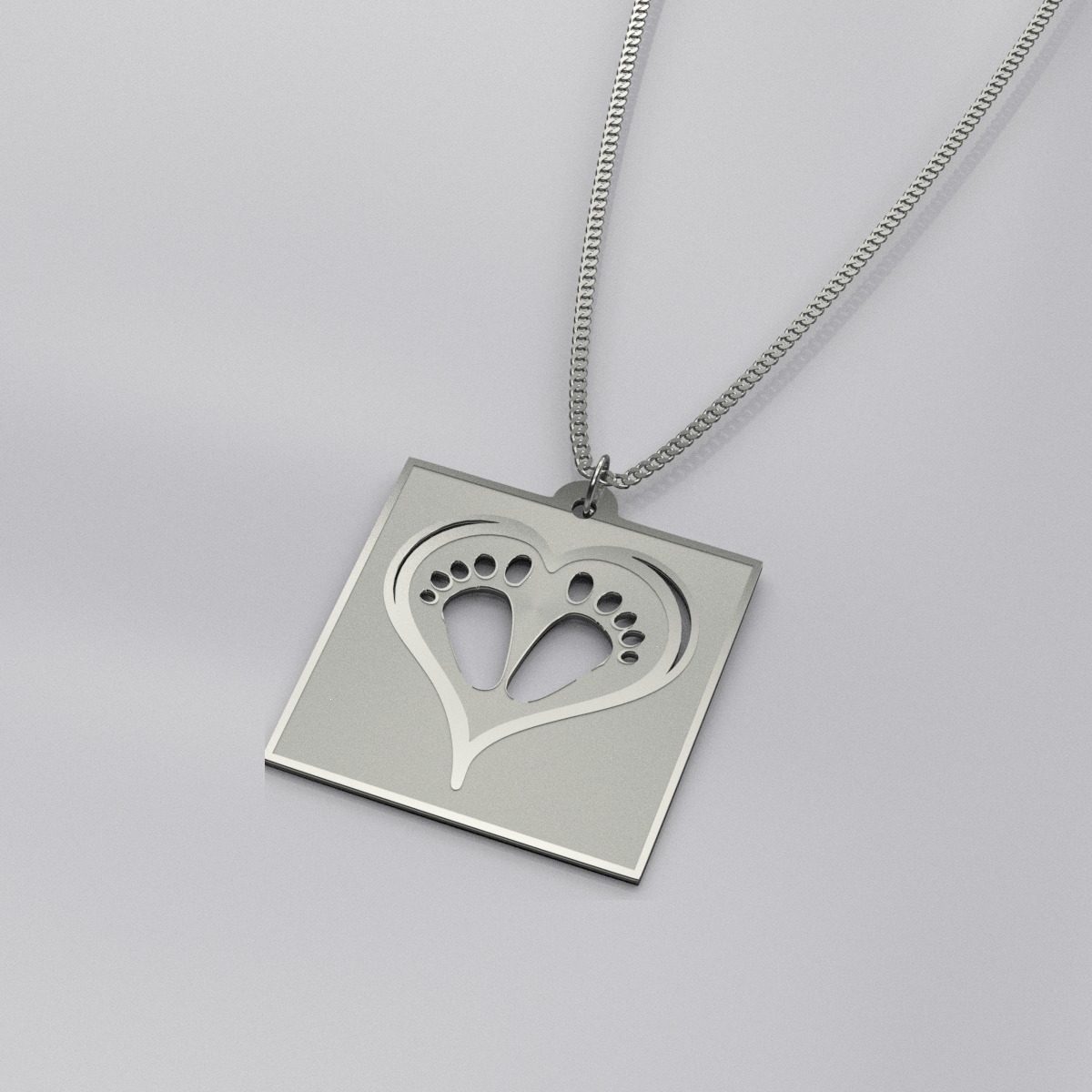 Engraved Baby Footprint Charm Necklace