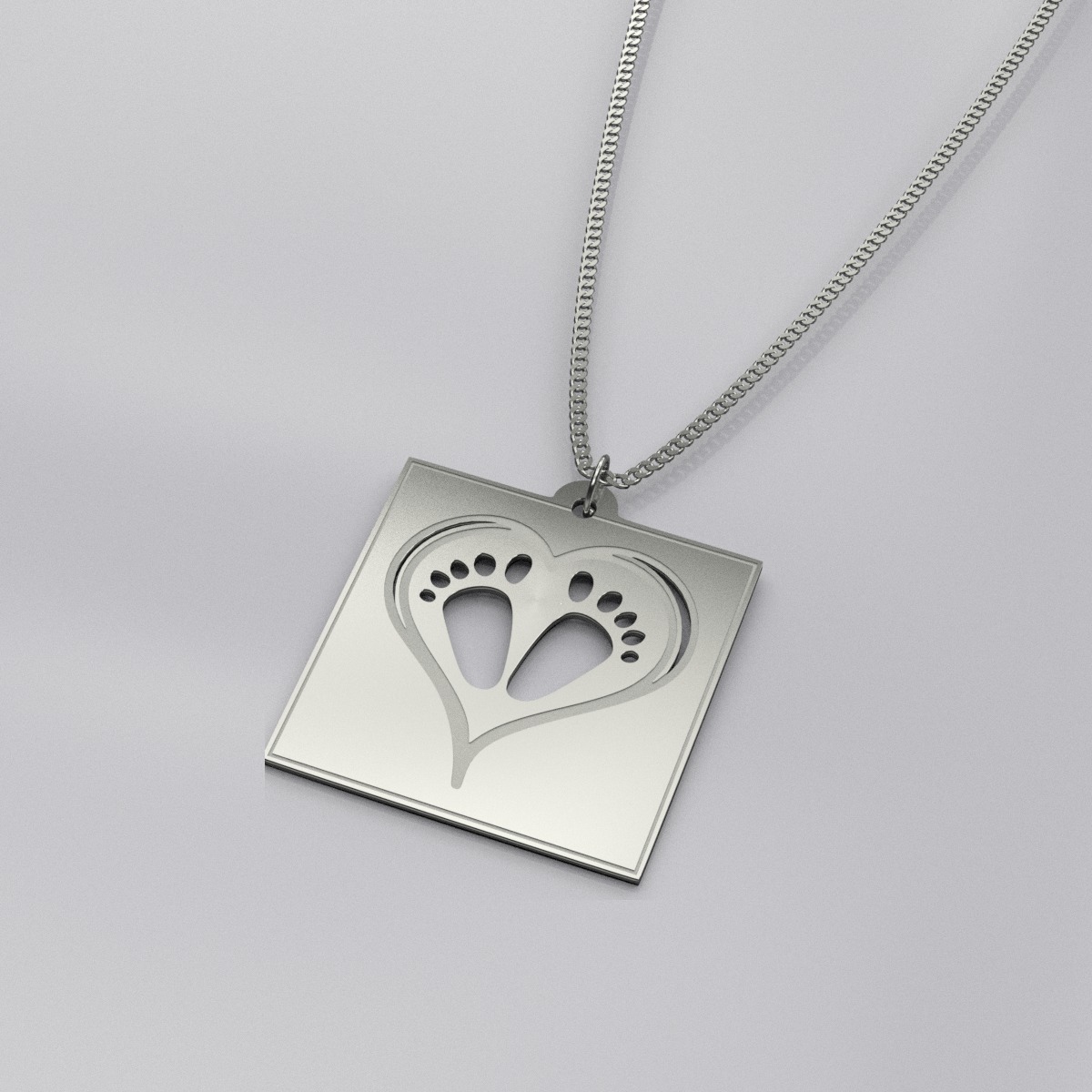 Engraved Baby Footprint Casual Necklace