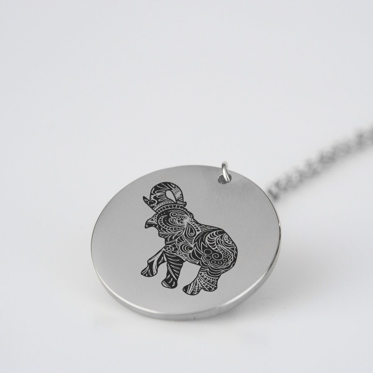 Elephant Silhouette Charm Necklace
