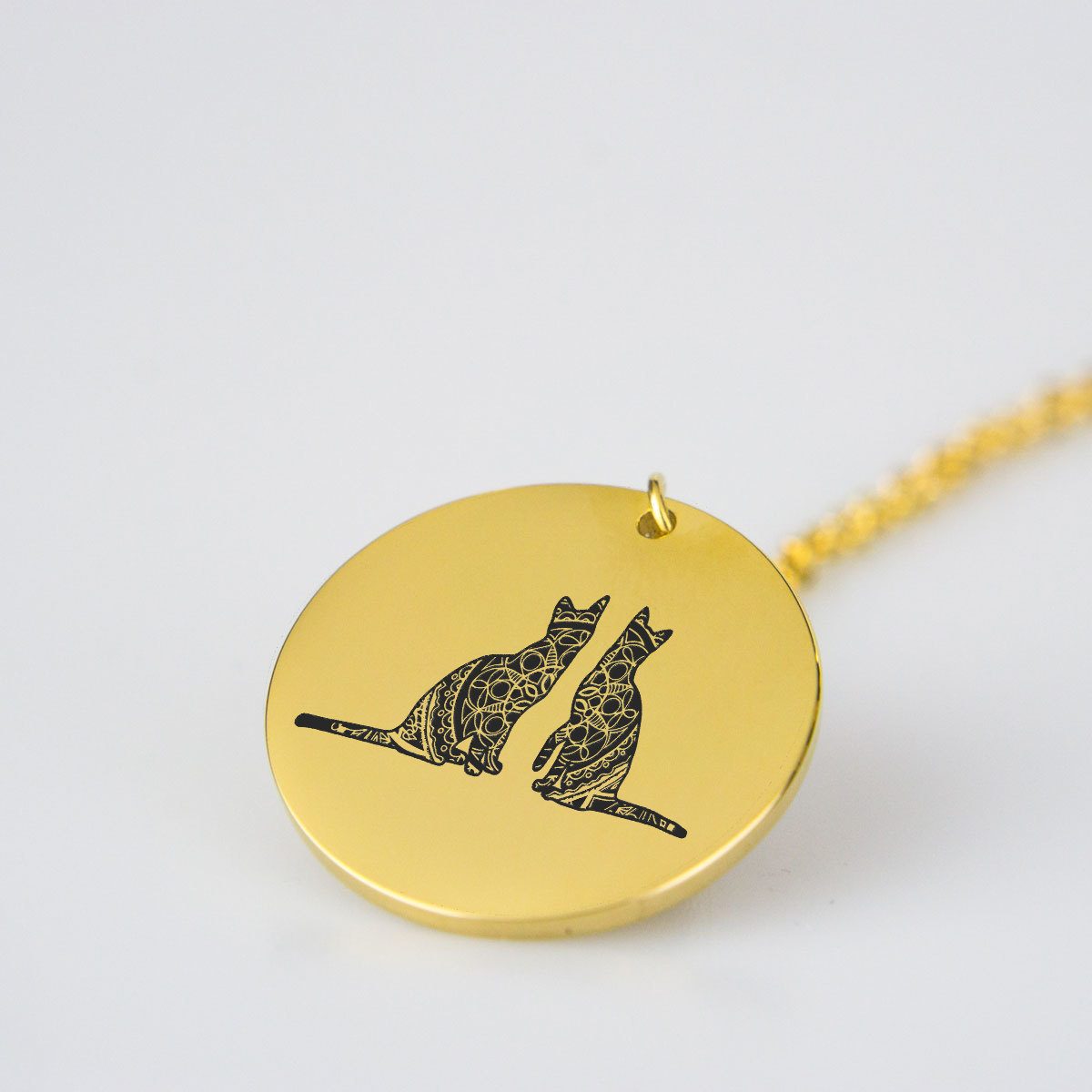 Pretty Twin Cats Charm Necklace