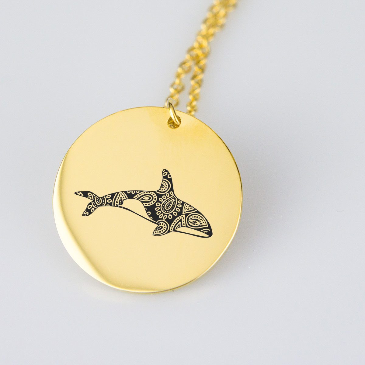 Killer Whale Silhouette Charm Necklace
