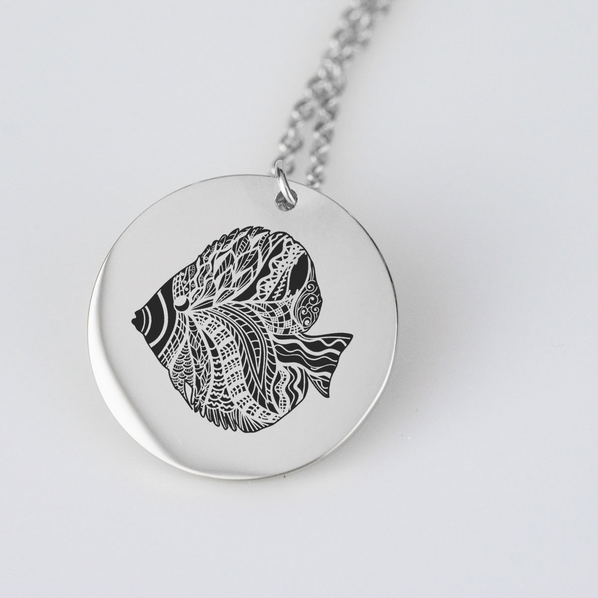 Angel Fish Silhouette Charm Necklace