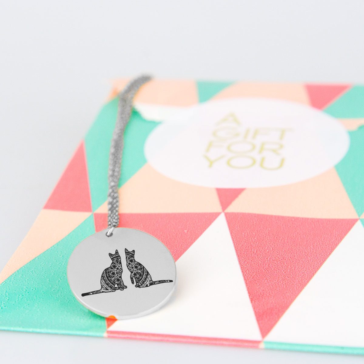 Pretty Twin Cats Charm Necklace