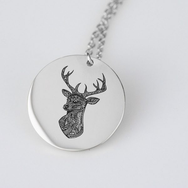 Lovely Dear Engraved Charm Necklace