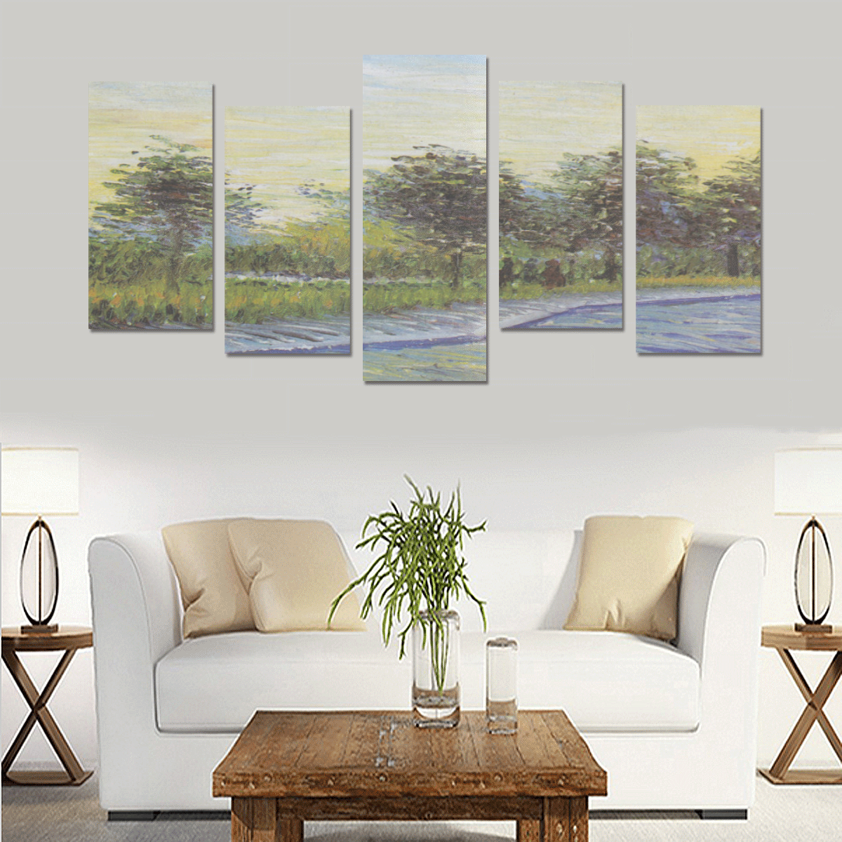 River With Tree Canvas Wall Art