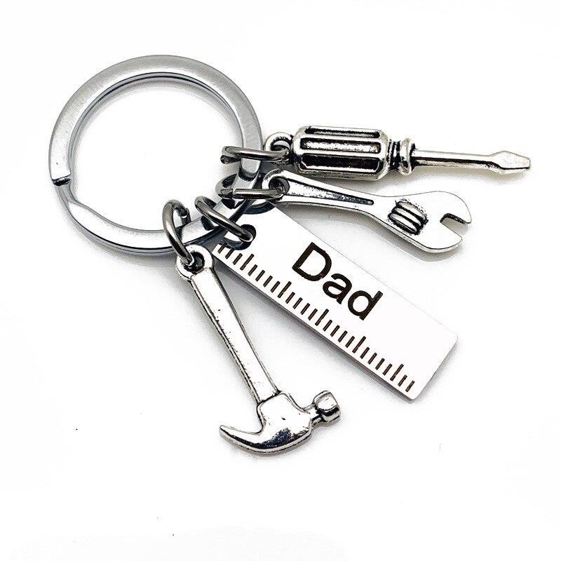 Dad Letters Keychains Creative Hammer Screwdriver Wrench Keyring Handbag Decor Tassel Hanging Pendant Father's Day Gifts 3