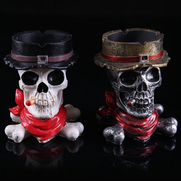BUF Resin Craft Skull Statues For Decoration Buccaneer Skull Head Ashtray Creative Skull Ashtray Creative Gift 1