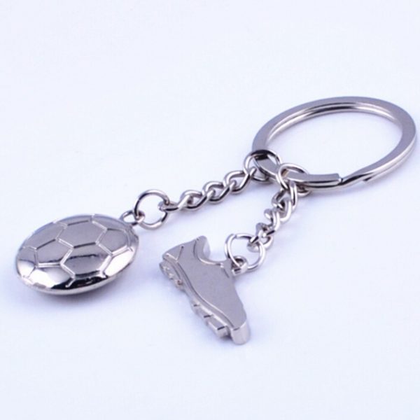 Football And Boot Metal Keychain