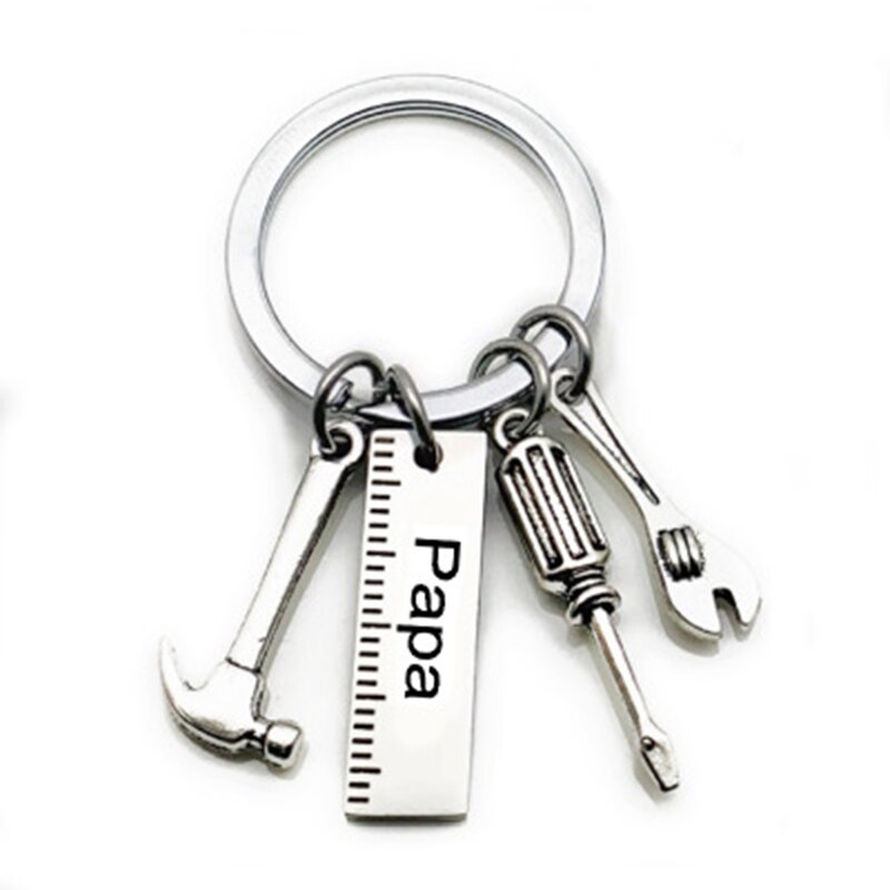 Dad Letters Keychains Creative Hammer Screwdriver Wrench Keyring Handbag Decor Tassel Hanging Pendant Father's Day Gifts 5