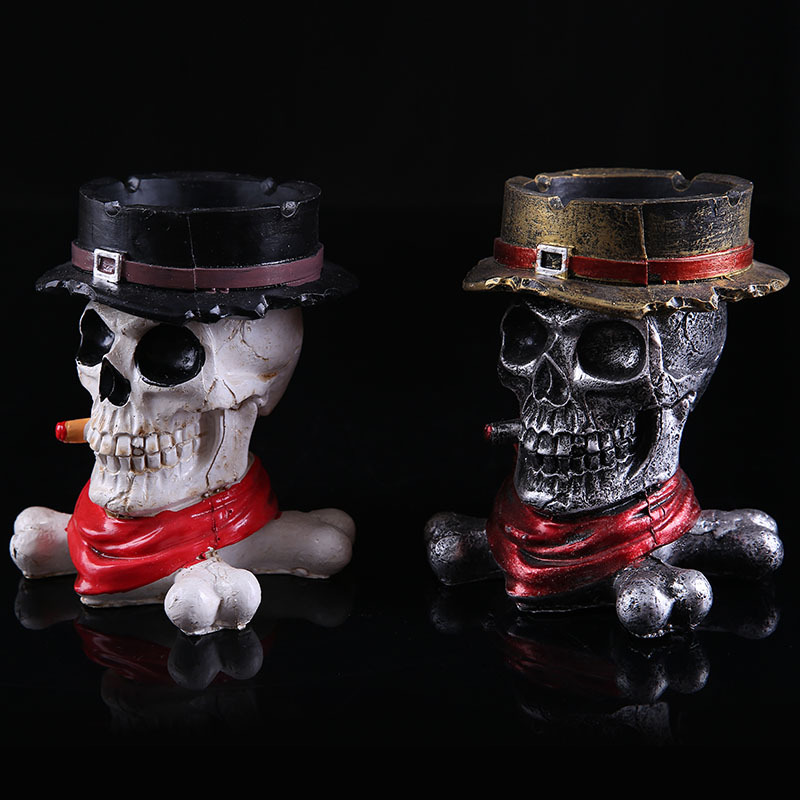 BUF Resin Craft Skull Statues For Decoration Buccaneer Skull Head Ashtray Creative Skull Ashtray Creative Gift 2