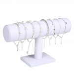 Portable Velvet/PU Leather Bracelet Bangle Necklace Display Stand Holder Watch Jewelry Organizer T-Bar Rack KQS8 3
