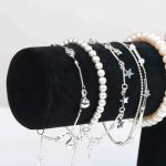 Portable Velvet/PU Leather Bracelet Bangle Necklace Display Stand Holder Watch Jewelry Organizer T-Bar Rack KQS8 4