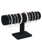Portable Velvet/PU Leather Bracelet Bangle Necklace Display Stand Holder Watch Jewelry Organizer T-Bar Rack KQS8 1