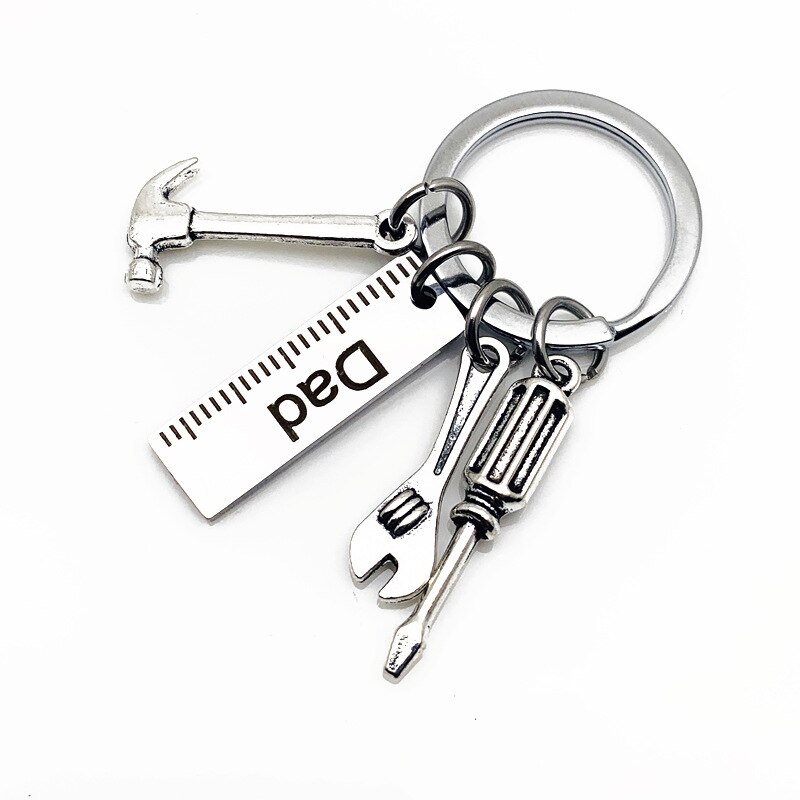 Dad Letters Keychains Creative Hammer Screwdriver Wrench Keyring Handbag Decor Tassel Hanging Pendant Father's Day Gifts 2