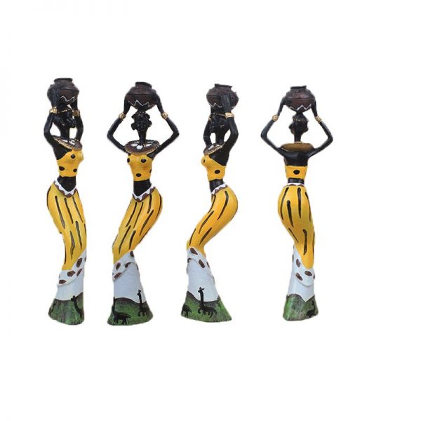 BUF 3pcs/Set Sculpture Home Decoration Accessories African Statue Resin Statue Ornaments African Woman Staue Creative Sculpture 1