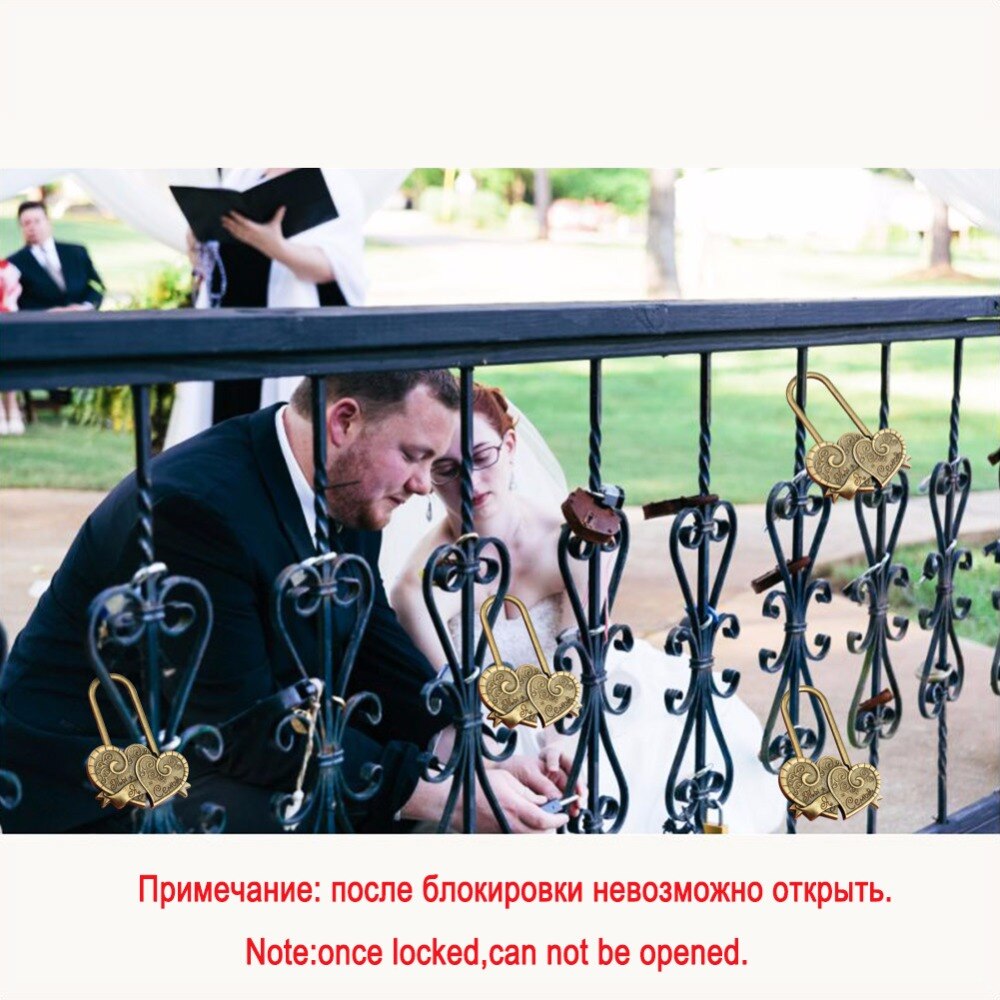 OurWarm Wedding Souvenirs and Gifts Love Lock Engraved Double Heart Concentric Wish Lock You+me=family Castle Wedding Decoration 4