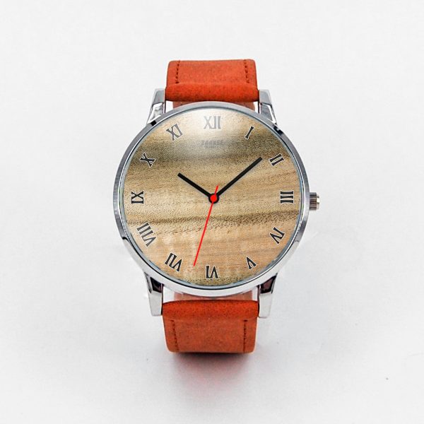 Fashionable Mahogany Wood Quartz Watch