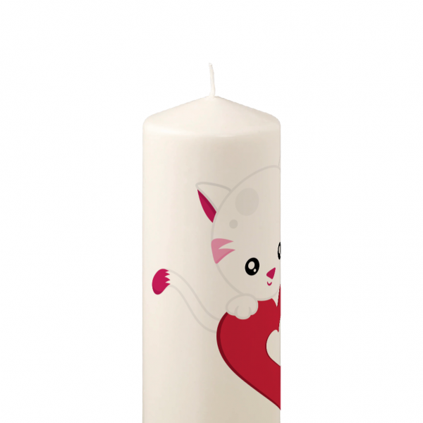 Pillar Candle Valentine Cute Cat
