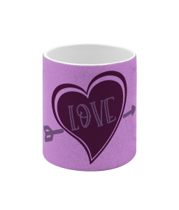 Glitter Ceramic Mug Love heart arrow