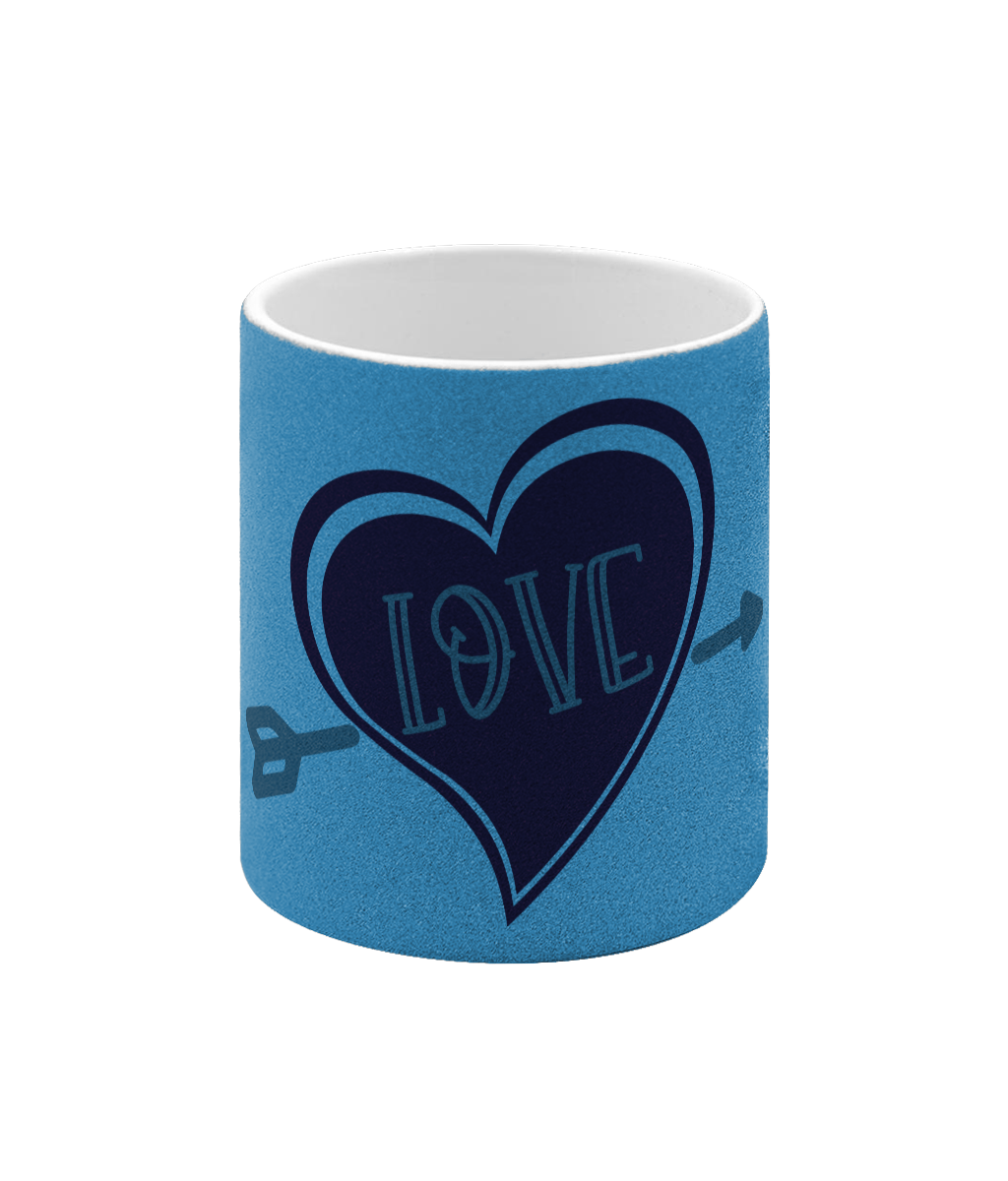 Glitter Ceramic Mug Love heart arrow