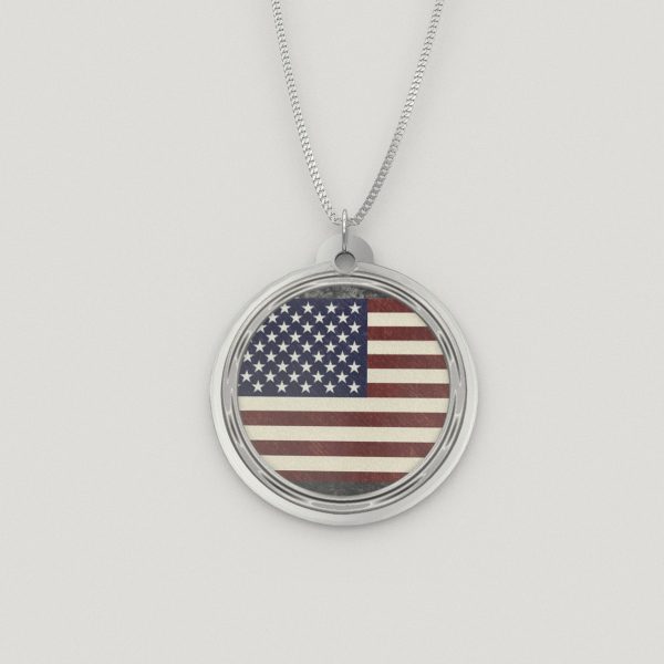 American Flag Round Pendant Necklace
