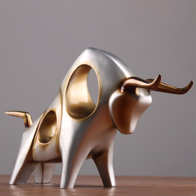 Creative cattle statue ox home decor living room Sculpture gradevin wine TV cabinet ornament crafts Abstract animal figurine 2