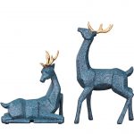 Wedding Gift A Couple of Deer Statue Home Decor Accessories Geometric Elk Sculpture White Blue Black Deer Figurines Ornaments 4