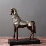 Retro Bronze Horse Nostalgic Home Decoration Resin Horse Statue Animal Resin Ornaments Wear Armor Horse 2