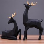 Wedding Gift A Couple of Deer Statue Home Decor Accessories Geometric Elk Sculpture White Blue Black Deer Figurines Ornaments 6