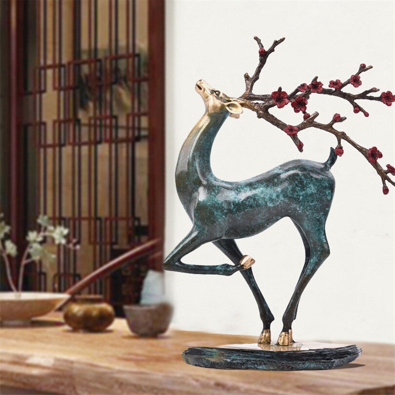 Dancing Deer Copper Statue For Decoration