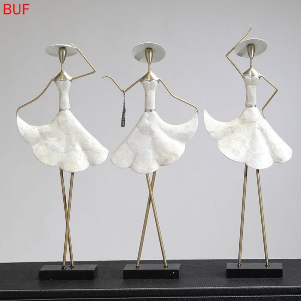 Shell Female Statue Wrought Iron Figure Sculpture Modern Statues for Decoration Home Decoration Accessories for Room 1