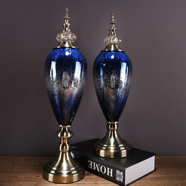 European Luxury Ceramic Glass Crafts Ornaments Home Decoration Livingroom Classical Palace Desktop Porcelain Figurines Artwork 2