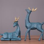 Wedding Gift A Couple of Deer Statue Home Decor Accessories Geometric Elk Sculpture White Blue Black Deer Figurines Ornaments 1
