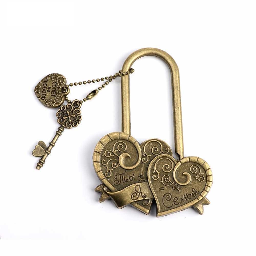 Engraved Double Heart Wish Lock